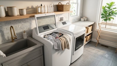Explore practical top-load washers designed for diverse household laundry needs. (AI Generated Image)