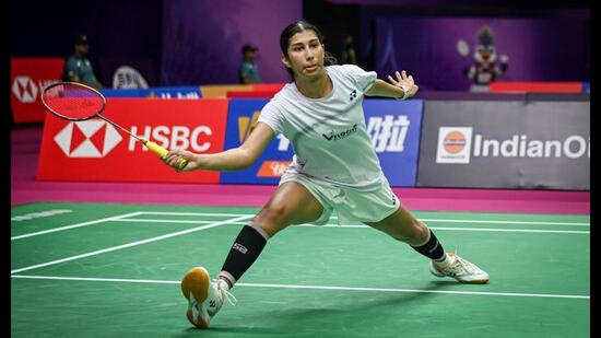 New Delhi, India - Aug. 20, 2026: India’s Ishika Jaiswal competes against Japan’s Nozomi Okuhara during their women’s singles pre-quarterfinal match at the BWF World Championships 2026 in New Delhi, India, on Thursday, August 20, 2026. (Photo by Sanchit Khanna/Hindustan Times) (Hindustan Times)