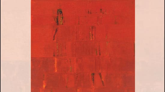 Prakash Waghmare includes the elements: Earth, water, air, fire and sky in his abstract art.