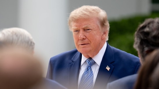 US President Donald Trump arrives for a Fostering the Future event in the Rose Garden of the White House in Washington, DC. (Bloomberg)