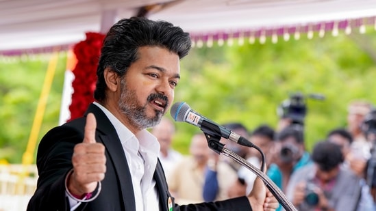Tamil Nadu chief minister C Joseph Vijay addresses the 80th Independence Day celebrations at Fort St. George, in Chennai. (PTI)