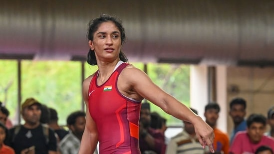Vinesh Phogat said the former WFI chief should not be accorded undue respect, alleging that he had “used his money and influence to harass women”. (Sanchit Khanna/HT Photo)