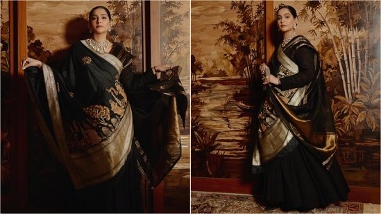 Sonam Kapoor's regal look showcases Pichwai artistry and modern elegance.