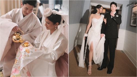Aviva Mehta and Daniel Han's wedding blends cultures with stunning couture.