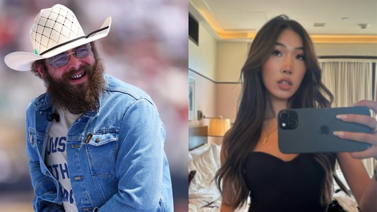 Singer Post Malone and his fiancé, Christy Lee. (File photo and Christy Lee on Instagram)
