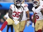 San Francisco 49ers running back Sincere McCormick (35) celebrates after scoring against the Los Angeles Chargers (AP Photo/Ryan Sun)