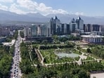 FILE PHOTO: A drone view of the city ahead of Kazakhstan's upcoming snap parliamentary election in Almaty, Kazakhstan, August 17, 2026