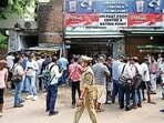The second incident spot near Husadiya crossing in Lucknow, where the man fled after allegedly shooting his wife and then killed his sister and himself. (Deepak Gupta/HT)