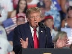 Donald Trump speaks at a campaign rally for Sen. Darline Graham, as she competes in a special Republican primary.(AP Photo/Meg Kinnard)