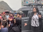 The woman who argued with the Indian Army officers.