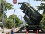 A Taiwanese Patriot missile system deployed in a local park in Taipei in August.
