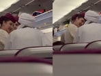 A flight attendant had won praise online after showing patience and care towards an elderly passenger who struggled to walk.