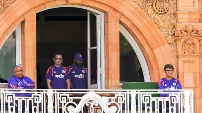 Sairaj Bahutule (extreme right) appeared to be defending Kuldeep Yadav's performance. (ANI Pic Service) Sairaj Bahutule (extreme right) appeared to be defending Kuldeep Yadav's performance. (ANI Pic Service)