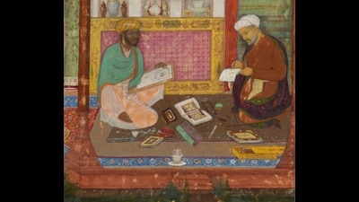 All of us – every artist, artisan, professional and CEO – owes such a debt. Above, a leaf from a manuscript created for the Mughal emperor Akbar in the 1590s. (Wikimedia) All of us – every artist, artisan, professional and CEO – owes such a debt. Above, a leaf from a manuscript created for the Mughal emperor Akbar in the 1590s. (Wikimedia)