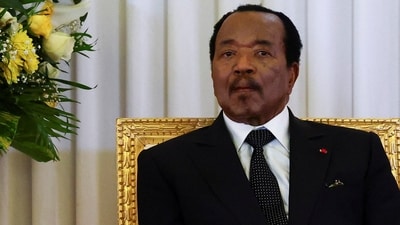 FILE PHOTO: Cameroonian President Paul Biya listens as Pope Leo XIV (not pictured) delivers a speech, at the Presidential Palace in Yaounde, during his apostolic journey to Cameroon, April 15, 2026. REUTERS/Guglielmo Mangiapane/File Photo (REUTERS)