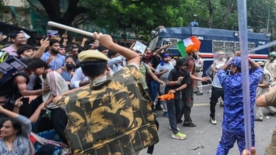 The CJP's protest march to Parliament on July 20 amid the agitation over NEET paper leak saw lathi-charge and the alleged use of pellet guns. (Raj K Raj/HT Photo) The CJP's protest march to Parliament on July 20 amid the agitation over NEET paper leak saw lathi-charge and the alleged use of pellet guns. (Raj K Raj/HT Photo)