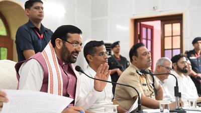 CM Nayab Singh Saini at the grievance redressal meeting. (Leena Dhankhar/HT Photo) CM Nayab Singh Saini at the grievance redressal meeting. (Leena Dhankhar/HT Photo)