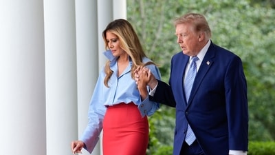 US First Lady Melania Trump, left, and US President Donald Trump arrive for a Fostering the Future event in the Rose Garden of the White House in Washington, DC, US, on Thursday, Aug. 20, 2026. Photographer: Yuri Gripas/Abaca/Bloomberg (Bloomberg) US First Lady Melania Trump, left, and US President Donald Trump arrive for a Fostering the Future event in the Rose Garden of the White House in Washington, DC, US, on Thursday, Aug. 20, 2026. Photographer: Yuri Gripas/Abaca/Bloomberg (Bloomberg)