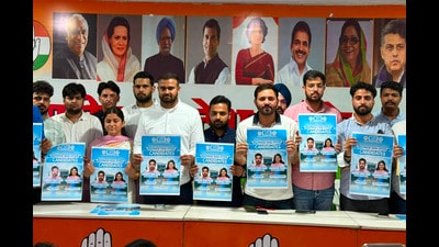National Students Union of India (NSUI) announced their panel for the PUCSC elections at Congress Bhawan, Sector 35, Chandigarh, on Friday. (Rai Kumar/HT)