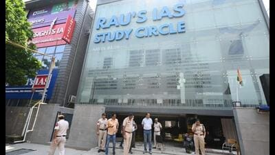 Rau’s IAS coaching centre in Old Rajinder Nagar where three UPSC aspirants drowned after rainwater flooded the premises in July 2024 (HT Archive) Rau’s IAS coaching centre in Old Rajinder Nagar where three UPSC aspirants drowned after rainwater flooded the premises in July 2024 (HT Archive)
