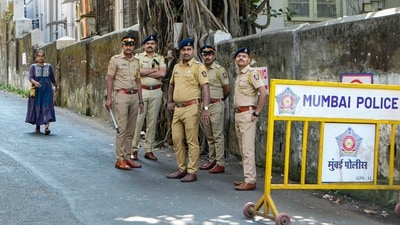 Mumbai police subsequently identified the vehicle as a Mercedes after its number plate and logo allegedly fell at the spot. (PTI) Mumbai police subsequently identified the vehicle as a Mercedes after its number plate and logo allegedly fell at the spot. (PTI)