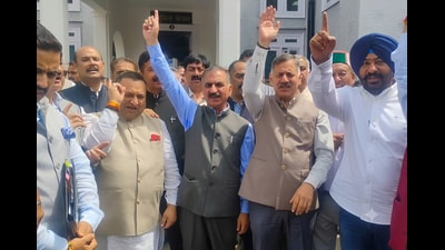 Sukhu said neither the BJP nor its Himachal Pradesh unit had the right to disrespect the National Anthem and asserted that people would “never forgive” such conduct. (Deepak Sansta/HT) Sukhu said neither the BJP nor its Himachal Pradesh unit had the right to disrespect the National Anthem and asserted that people would “never forgive” such conduct. (Deepak Sansta/HT)