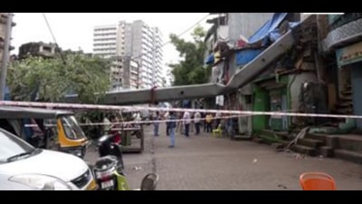 The crane fell onto overhead electrical wires. (IANS)