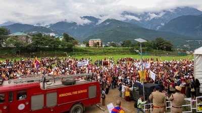Tibetan activist, Tsamten, said the gathering marked the 49th day since Lobga Rangzen’s self-immolation outside the UN headquarters. (PTI) Tibetan activist, Tsamten, said the gathering marked the 49th day since Lobga Rangzen’s self-immolation outside the UN headquarters. (PTI)
