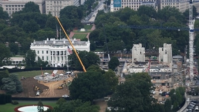 The helipad and ballroom under construction at the White House in Washington, D.C., US. (REUTERS)