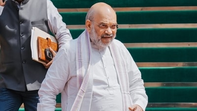 Union home minister Amit Shah criticised Congress’ decision to sing only two stanzas of Vande Mataram at party events (PTI) Union home minister Amit Shah criticised Congress’ decision to sing only two stanzas of Vande Mataram at party events (PTI)