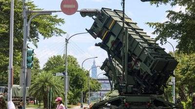 A Taiwanese Patriot missile system deployed in a local park in Taipei in August. A Taiwanese Patriot missile system deployed in a local park in Taipei in August.