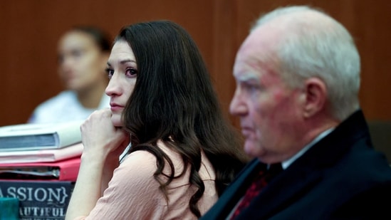 Lindsay Clancy and her defence attorney, Kevin Reddington, listen to testimony from her former mother in law, Susan Clancy, at her murder trial, at the Plymouth Superior Court, in Plymouth, Massachusetts, August 18, 2026. Jonathan Wiggs/Pool via REUTERS