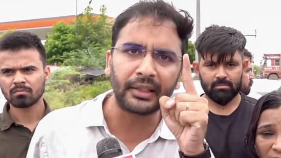 Cockroach Janta Party (CJP) co-convener Ashutosh Ranka addresses the media during the party's 'School Thik Karo' campaign, in Jaipur, Rajasthan. (PTI)