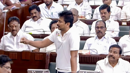 LoP in the Tamil Nadu Assembly Udhayanidhi Stalin speaks during the state Assembly session, in Chennai. (@tamilnaduassembly)