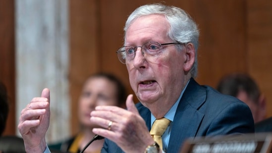 Mitch McConnell speaks during a Senate Committee on Appropriations subcommittee hearing on Capitol Hill in Washington, May 20.(AP Photo/Jose Luis Magana)