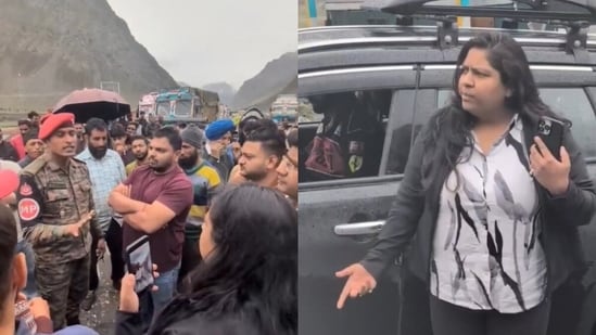 The woman who argued with the Indian Army officers.