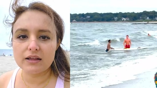 An Indian woman was impressed by the swift rescue response after a swimmer went too far into the sea.