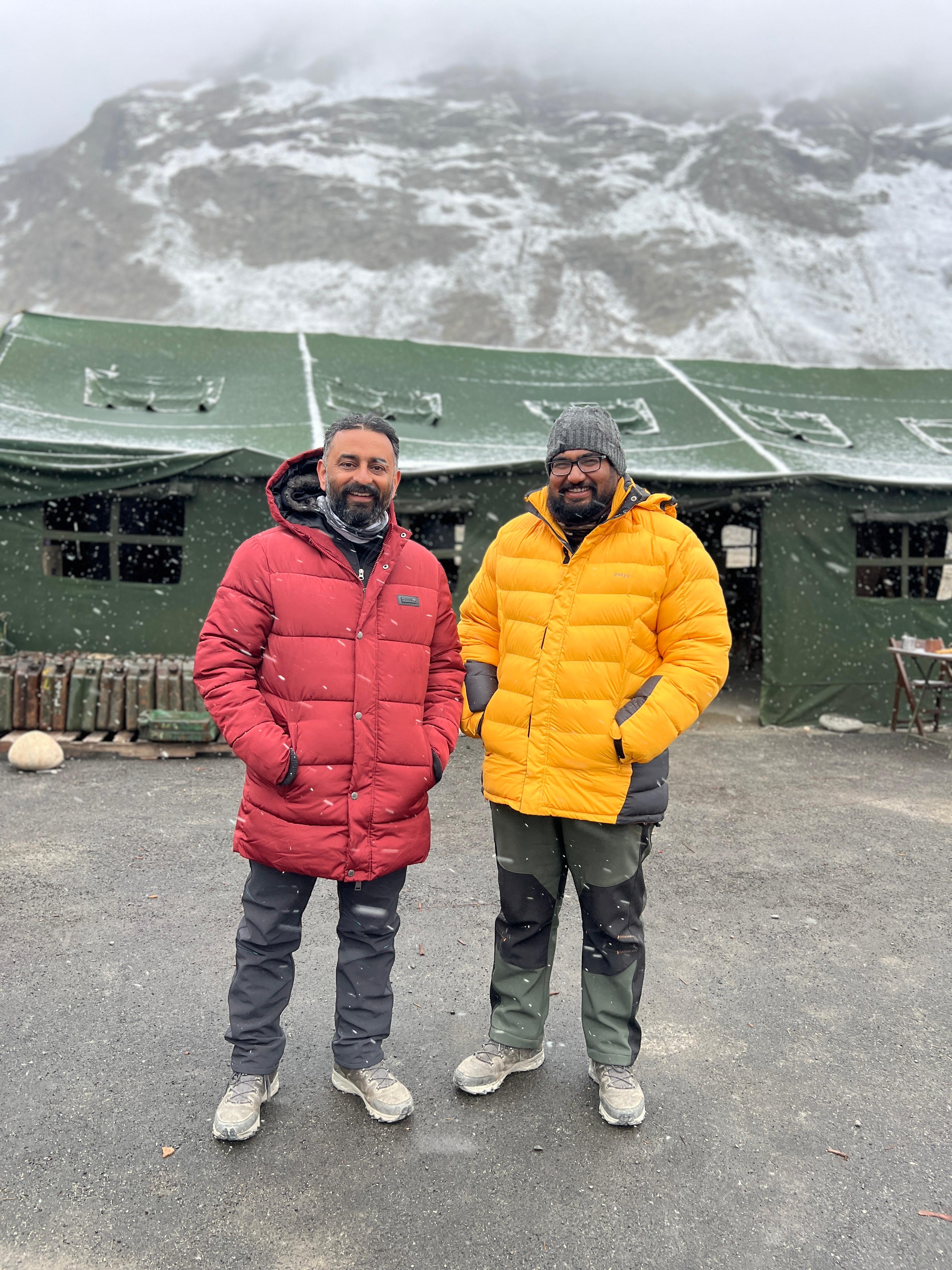 Operation Safed Sagar co-creator Abhijeet Singh Parmar and co-producer Mehboob Pal Singh during the shoot. Operation Safed Sagar co-creator Abhijeet Singh Parmar and co-producer Mehboob Pal Singh during the shoot.