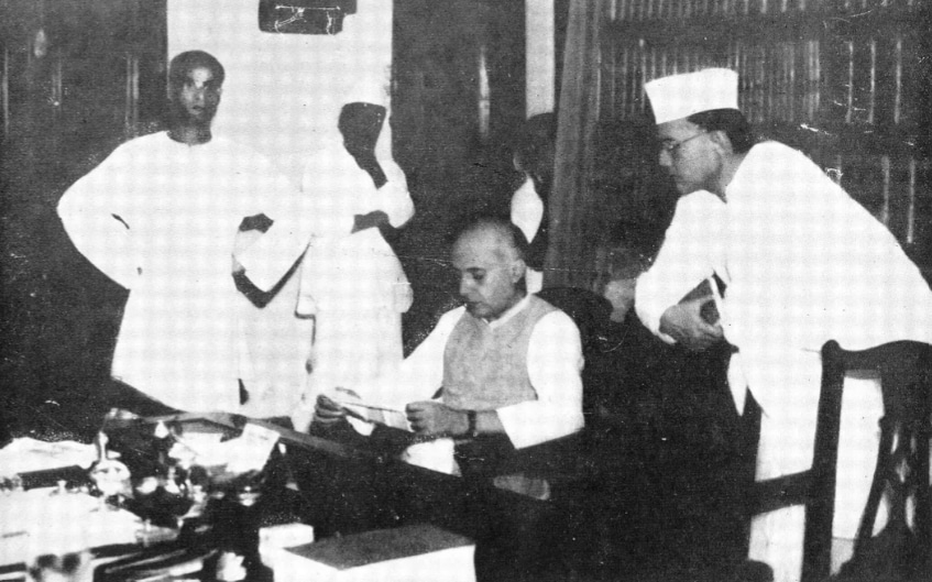 Jawaharlal Nehru with Subhas Chandra Bose. (The Nehru Archive) Jawaharlal Nehru with Subhas Chandra Bose. (The Nehru Archive)