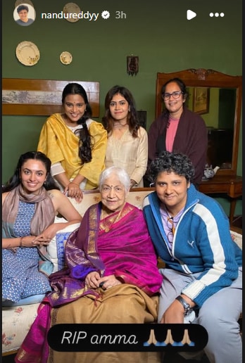Nandini Reddy with Sowcar Janaki on the set of her final film. Nandini Reddy with Sowcar Janaki on the set of her final film.