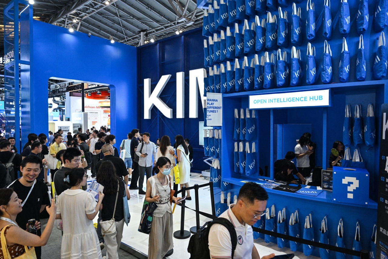 A Moonshot AI display at the World Artificial Intelligence Conference in Shanghai in July featured its Kimi K3 model. A Moonshot AI display at the World Artificial Intelligence Conference in Shanghai in July featured its Kimi K3 model.