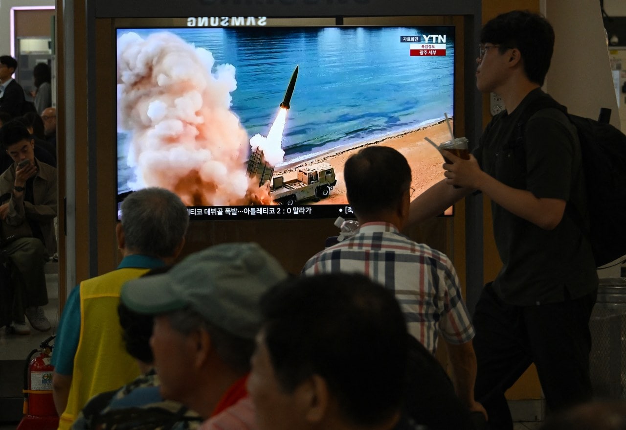 People at a train station in Seoul watch a news broadcast of North Korea’s missile test hours after President Trump said he would seek to meet Pyongyang’s leader Kim Jong Un later this year. People at a train station in Seoul watch a news broadcast of North Korea’s missile test hours after President Trump said he would seek to meet Pyongyang’s leader Kim Jong Un later this year.