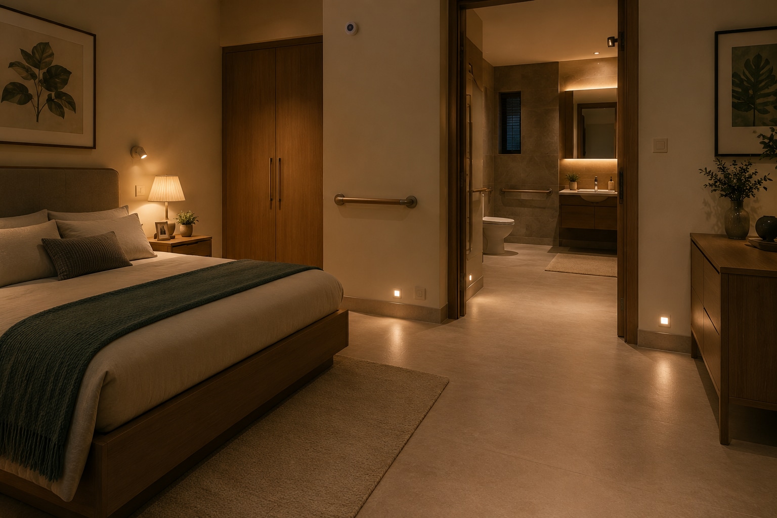 Automatic lighting and sensors are another features which aid in better mobility at night. (Picture credit: AI generated for representational purpose) Automatic lighting and sensors are another features which aid in better mobility at night. (Picture credit: AI generated for representational purpose)