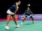 India's Treesa Jolly and Gayatri Gopichand in action. 