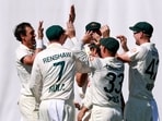 Australia celebrating a wicket in the second Test. Australia celebrating a wicket in the second Test.