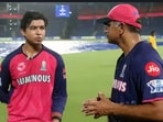 Vaibhav Sooryavanshi and Rahuld Dravid for the Rajasthan Royals.(X Images)