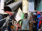 For Nazim Shaikh, 43, a biscuit and khari vendor, the accident couldn’t have been more ill-timed. It came barely two days before his daughter’s wedding. The Sheikh family had just finished celebrating the haldi ceremony and had turned in for the night when the accident occurred. (Raju Shinde/HT Photo)