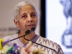 India’s Finance Minister Nirmala Sitharaman addresses top leadership and heads of Public Sector Banks (PSBs) and Financial Institutions at a conclave in New Delhi, on August 17. (PTI)