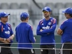 India's head coach Gautam Gambhir, second left, batting coach Sitanshu Kotak, right, captain Shubman Gill, second right, and chief selector Ajit Agarkar interact during a practice session ahead of the second Test cricket match between India and Sri Lanka, in Colombo. (PTI) India's head coach Gautam Gambhir, second left, batting coach Sitanshu Kotak, right, captain Shubman Gill, second right, and chief selector Ajit Agarkar interact during a practice session ahead of the second Test cricket match between India and Sri Lanka, in Colombo. (PTI)