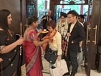 Japanese delegation being accorded a warm welcome on their arrival in Varanasi on August 22. (HT photo)